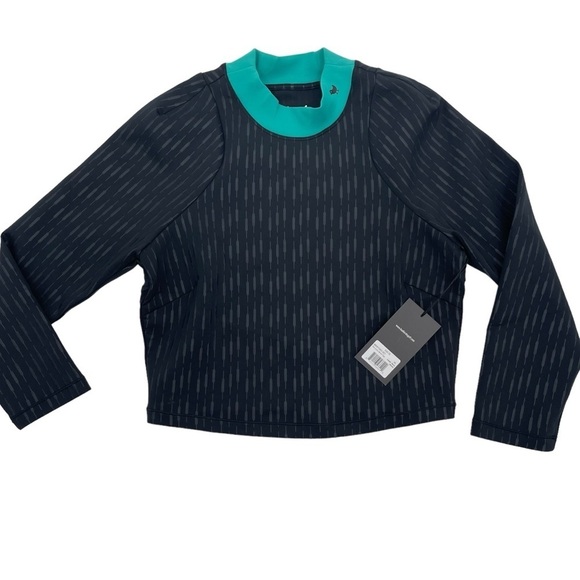 Bad Birdie Women’s Size XL The Links Mock Neck Crop Cattail Black Beauty Top NWT - Picture 1 of 10